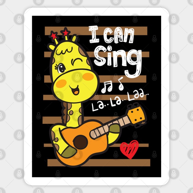 giraffe I can sing Sticker by Mako Design 